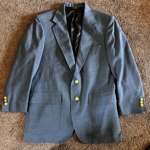 Vintage Eagle Clothes Men's Blue Blazer Sport Coat‎ Gold Buttons 0779